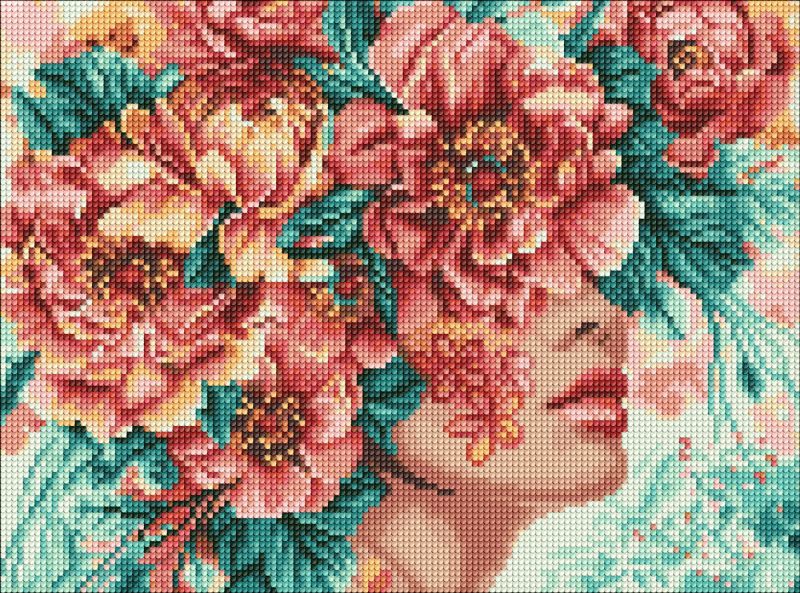 Diamentowa Mozaika bez ramy - Romantyzm kwiatów ©victoria_art___