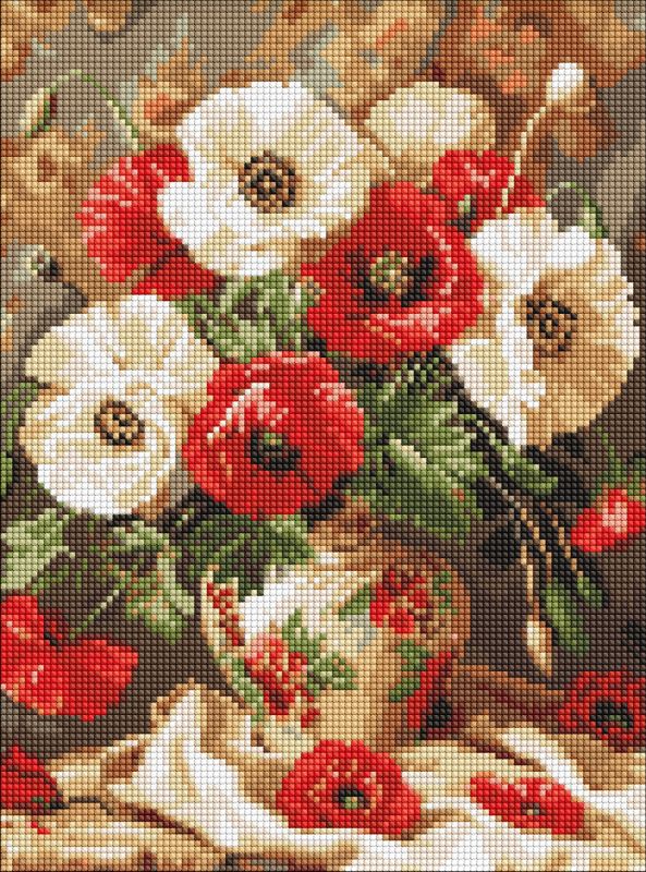 Diamentowa Mozaika - Czerwono-białe maki ©art_selena_ua