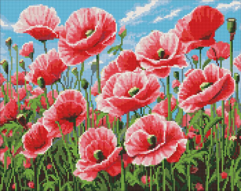 Diamentowa Mozaika - Różowe maki ©art_selena_ua