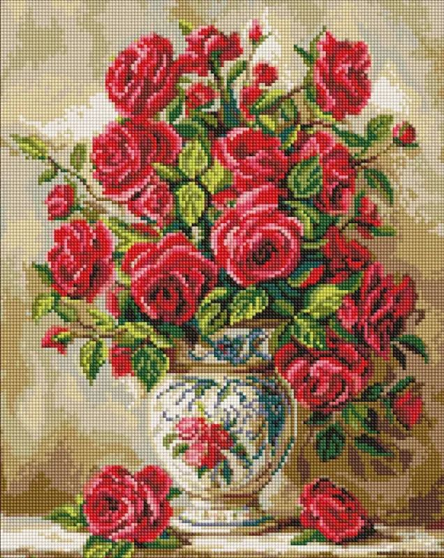 Diamentowa Mozaika - Karmazynowe róże ©art_selena_ua