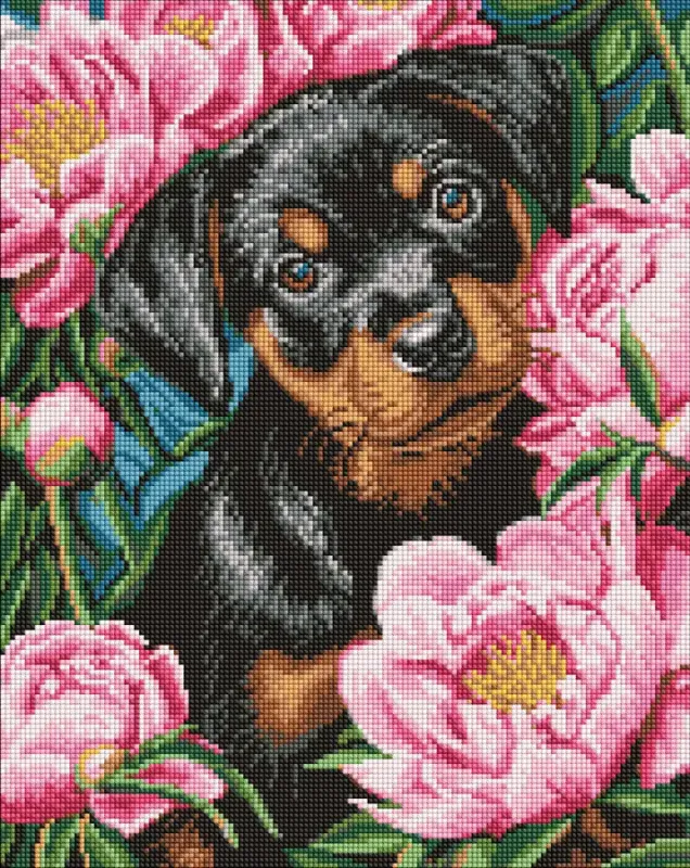 Diamentowa Mozaika - Kwiatowe marzenia kocura ©art_selena_ua