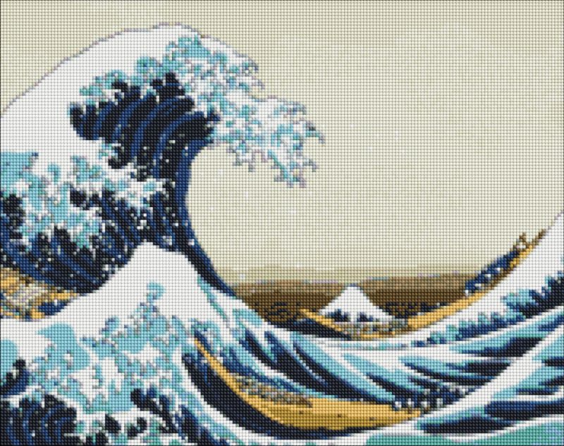 Diamentowa Mozaika - Wielka fala w Kanagawie ©Katsusika Hokusai