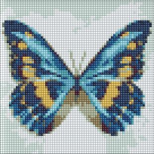 Diamentowa Mozaika bez ramy - Błękitny motyl z holograficznymi kryształkami (AB)