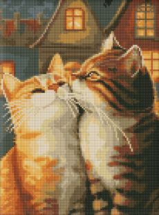 Diamentowa Mozaika bez ramy - Zakochane koty ©art_selena_ua