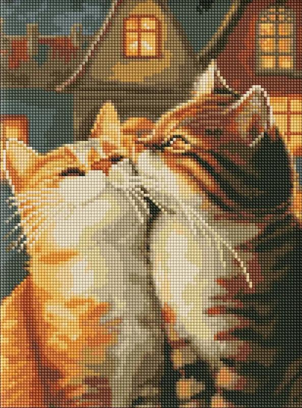 Diamentowa Mozaika bez ramy - Zakochane koty ©art_selena_ua