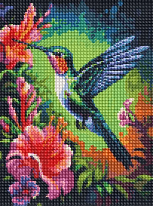 Diamentowa Mozaika - Wdzięczny koliber z holograficznymi kryształkami (AB) ©art_selena_ua