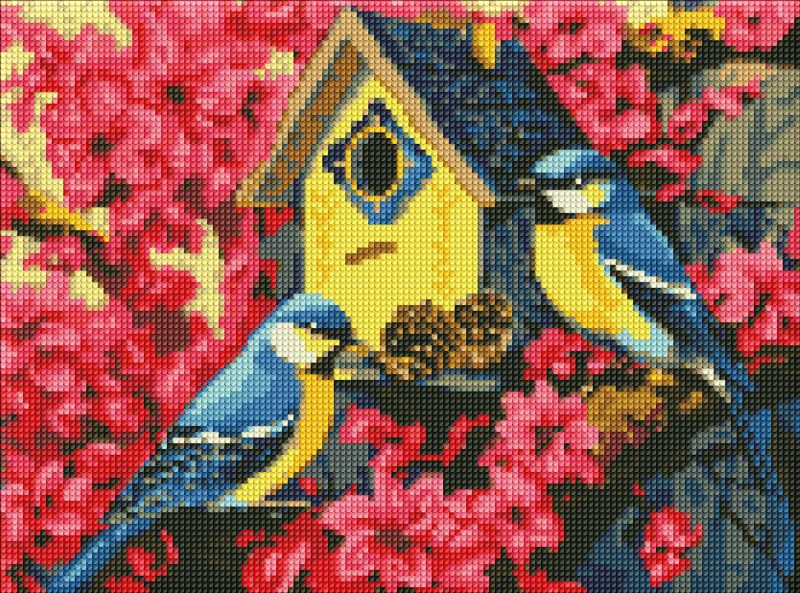 Diamentowa Mozaika bez ramy - Przytulny domek dla ptaków ©art_selena_ua