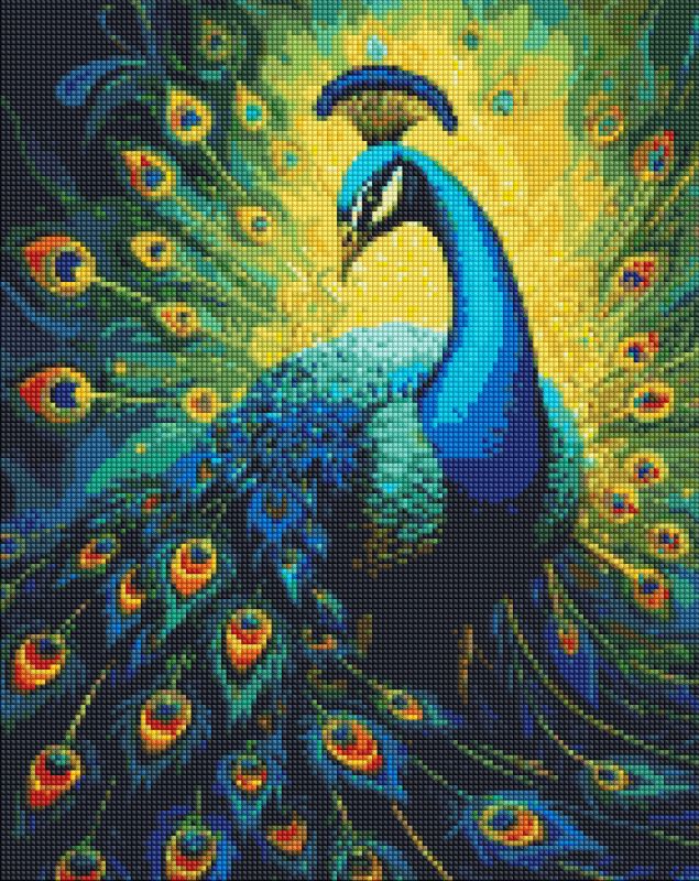 Diamentowa Mozaika - Elegancki paw z holograficznymi kryształkami (AB) ©art_selena_ua