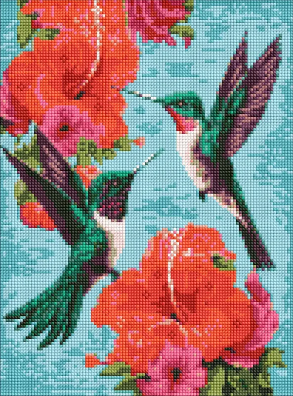 Diamentowa Mozaika bez ramy - Szmaragdowe kolibry ©art_selena_ua