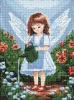 Diamentowa Mozaika bez ramy - Anioł w ogrodzie z holograficznymi kryształkami (AB) ©art_selena_ua