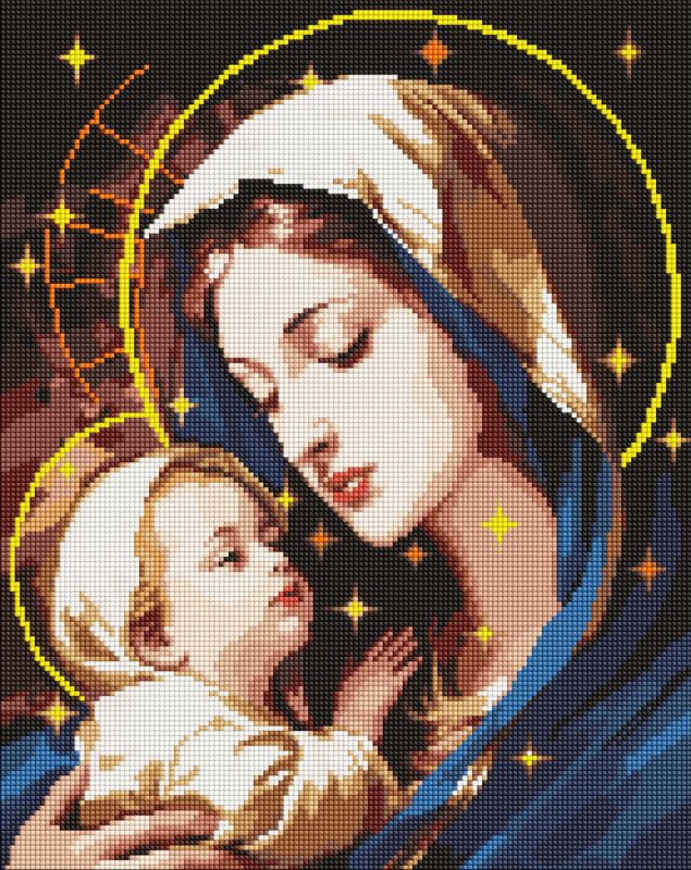 Diamentowa Mozaika - Miłość matki z holograficznymi kryształkami (AB) ©art_selena_ua