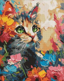 Diamentowa Mozaika - Puszysty kot ©art.solomiia