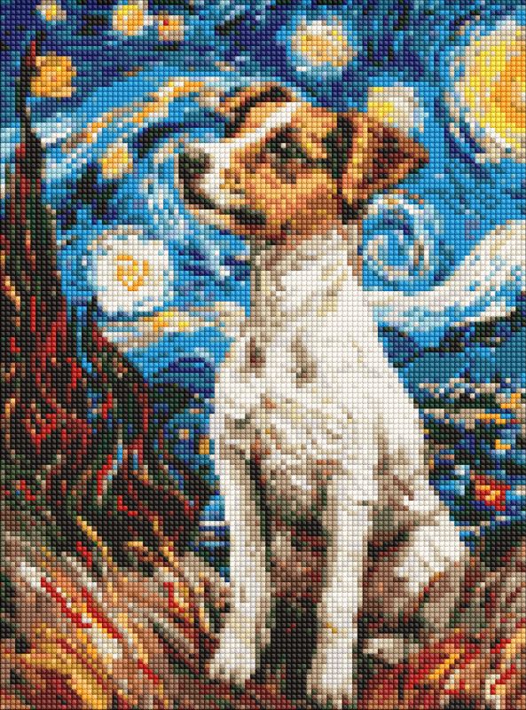 Diamentowa Mozaika bez ramy - Magiczny Jack Russell ©art.solomiia