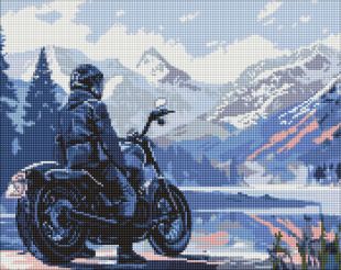 Diamentowa Mozaika - Motocyklista w górach ©art_selena_ua