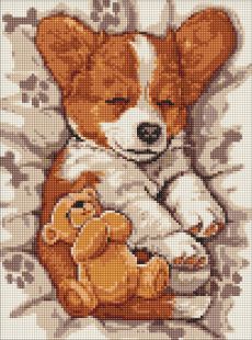 Diamentowa Mozaika - Śpiący corgi ©art_selena_ua