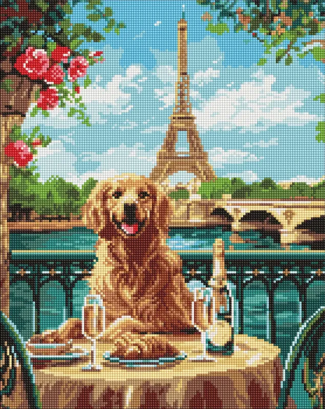 Diamentowa Mozaika - Retriever w Paryżu ©art_selena_ua