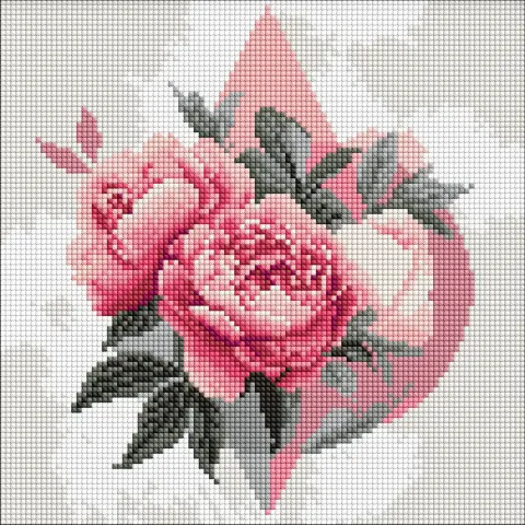 Diamentowa Mozaika - Geometryczne kształty z piwoniami ©art_selena_ua