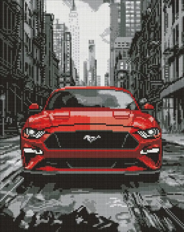 Diamentowa Mozaika - Czerwony mustang ©art_selena_ua