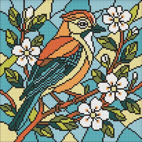 Diamentowa Mozaika - Witraż. Sójka ©art_selena_ua