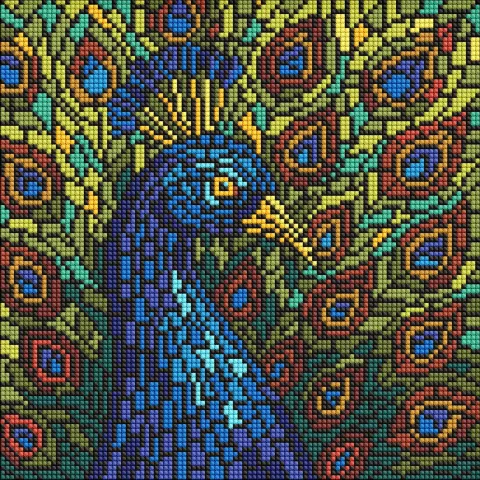Diamentowa Mozaika - Witraż. Paw ©art_selena_ua