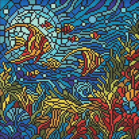 Diamentowa Mozaika - Witraż. Morski świat ©art_selena_ua