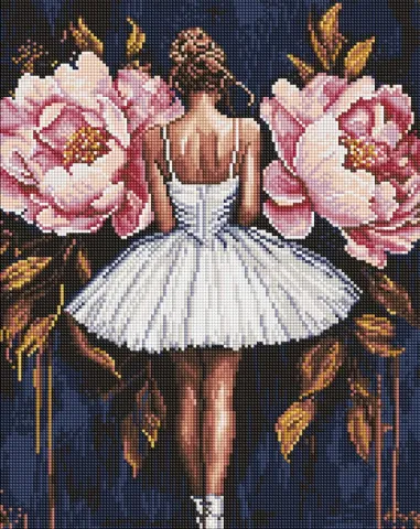 Diamentowa Mozaika - Baletnica z różowymi piwoniami ©art_selena_ua