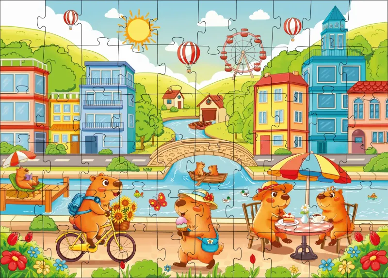 Puzzle Kapibara w Wielkim Mieście, 60 elementów ©art_selena_ua
