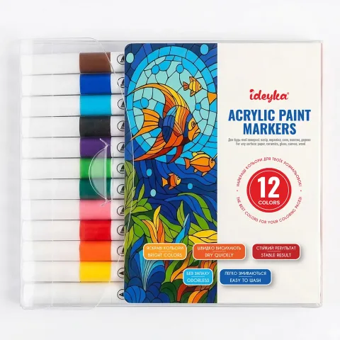 Zestaw markerów akrylowych, 12 kolorów